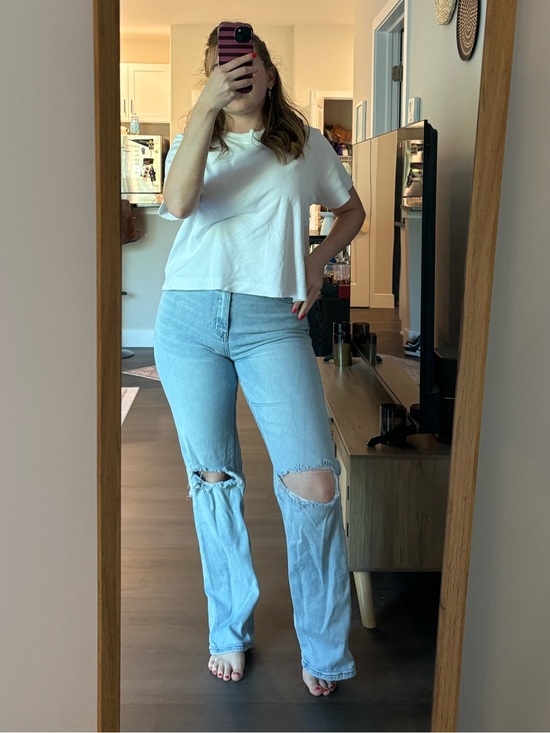 Vervet Denim - Light Wash Distressed Flare Jeans - Women's Wide Leg